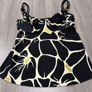 Tara Grinna Stylish Black and Cream Tankini Top